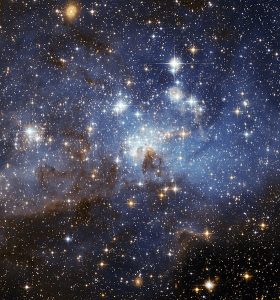 O regiune cu stele în formare în Marele Nor al lui Magellan, o galaxie neregulata