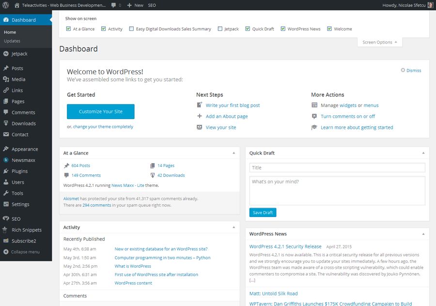 Wordpress-Dashboard