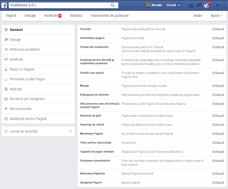 Facebook-Pagina-Setari-General