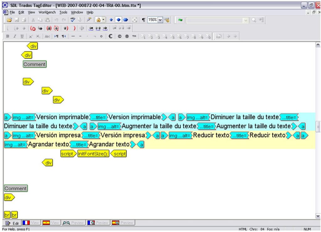 Document in web translation in HTML format