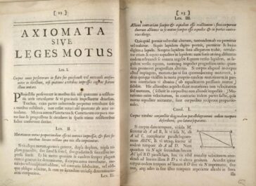Legile lui Newton, în latină, din cartea originală Principian Mathematica din 1687