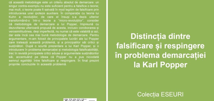 Distincția dintre falsificare și respingere în problema demarcației la Karl Popper