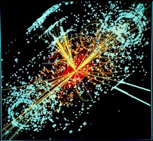 Eveniment simulat în detectorul CMS, o coliziune în care poate fi creată o gaură neagră