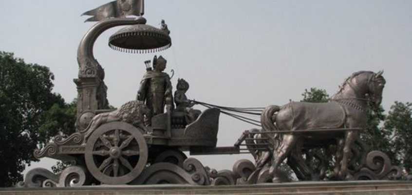 Discursul lui Krișna și Arjuna, în Kurukshetra