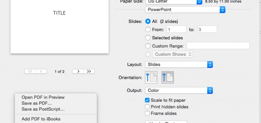 Tipărirea și salvarea prezentării PowerPoint în format PDF
