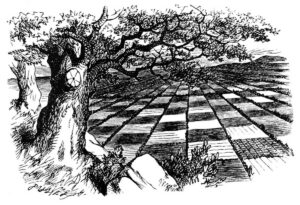 Ținutul curios, gravură de John Tenniel