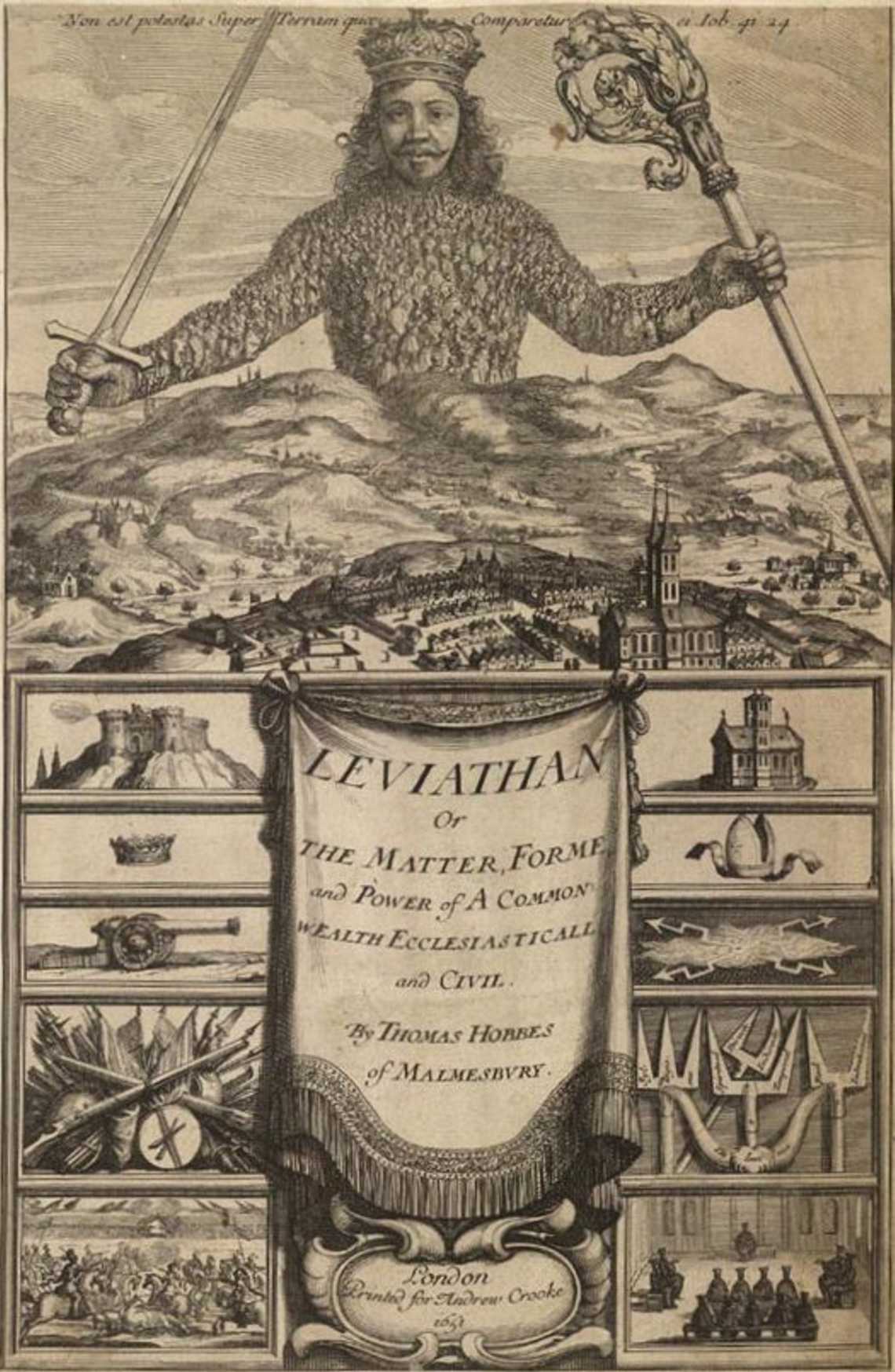 Green background Destroy funnel Thomas Hobbes: Leviatan - Telework