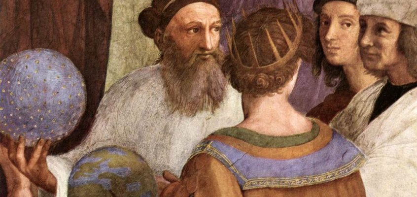 Zarathoustra tel que représenté dans l'École d'Athènes de Raphaël aux côtés de Raphaël