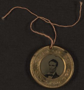 Butonul campaniei prezidențiale pentru Abraham Lincoln, 1860