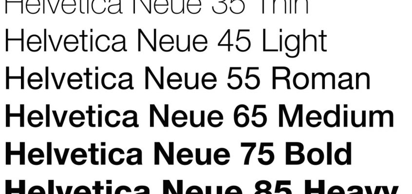 Helvetica Neue typeface weights (Fonts)