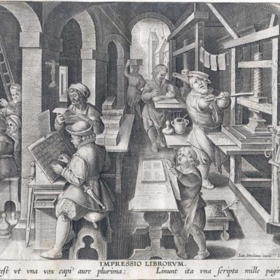 The invention of printing, anonymous, design by Stradanus