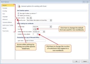 Excel Options Window