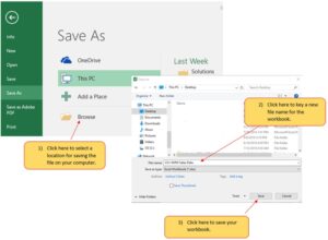 Dialog Save As în Excel 2016