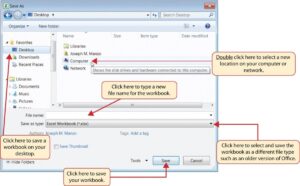 Caseta de dialog Save As în Excel 2013