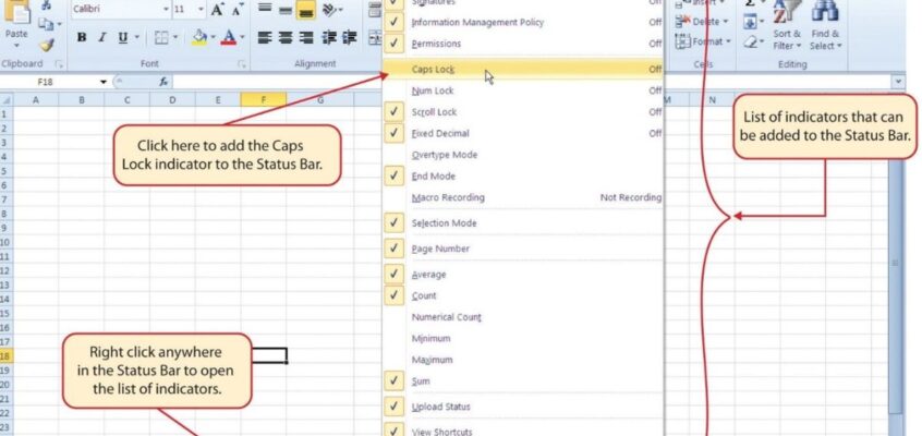 Excel - Status bar