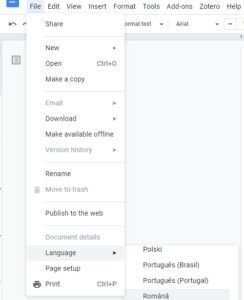Setarea Google Docs pentru a scrie în limba română
