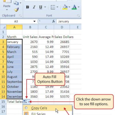 Excel - Opțiuni umplere automată