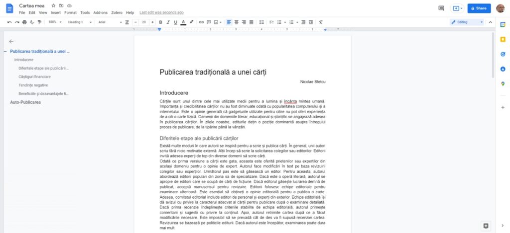 Google Docs - Previzualizare document