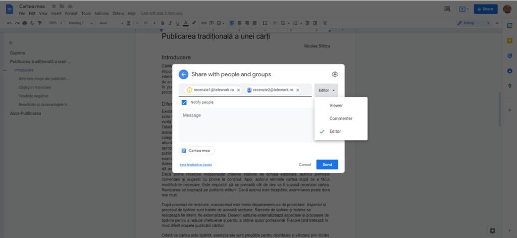 Google Docs - Share