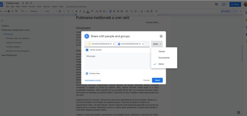 Google Docs - Share