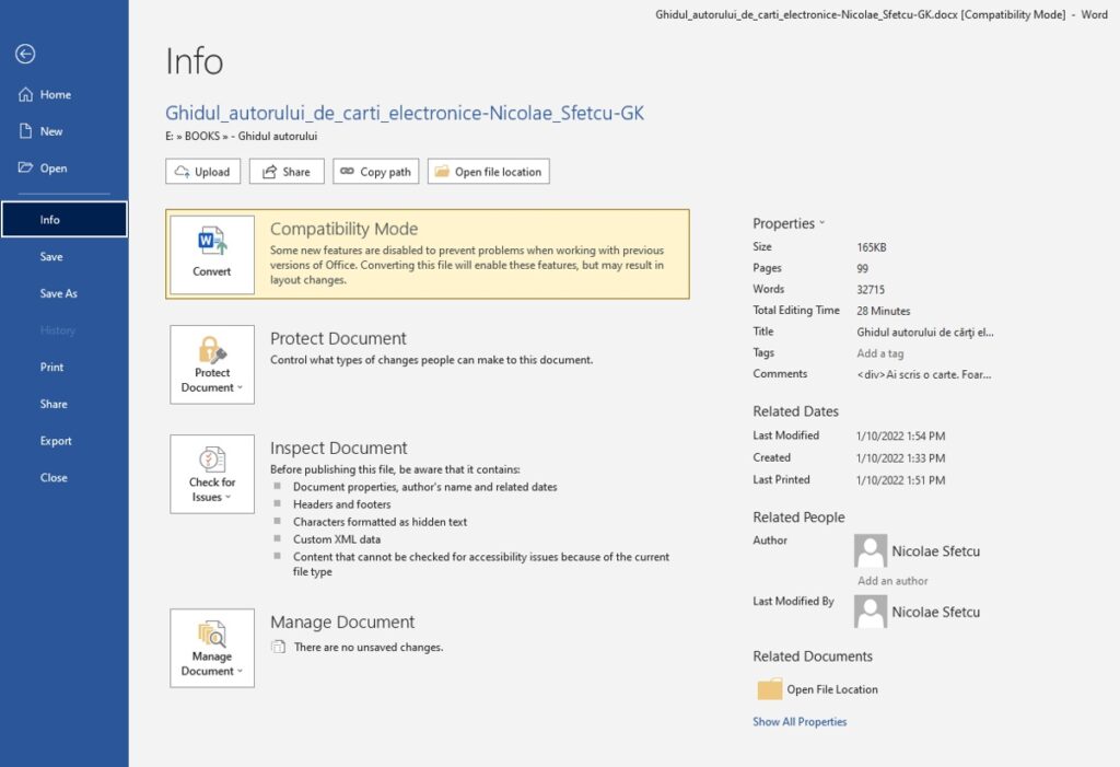 MS Word - Metadate