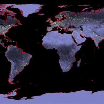 Harta Pământului cu o creștere a nivelului mării de șase metri