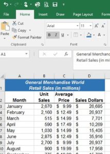 Excel - Titlu și subtitlu adăugat la foaia de lucru