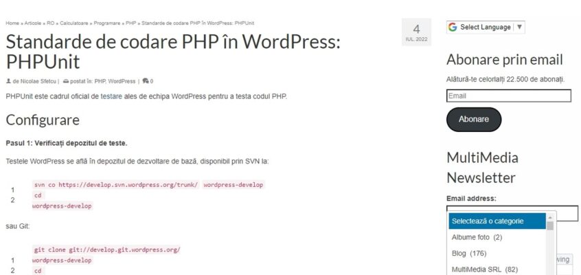 Meniuri de administrare, orizontale, breadcrumb și derulant (drop-down) în un website