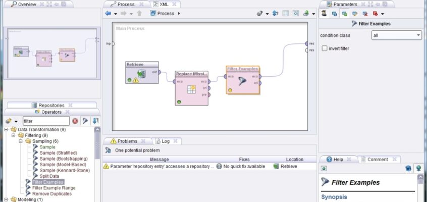 RapidMiner- Adăugarea unui filtru la flux