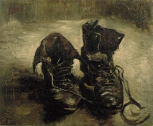 A pair of Van Gogh's shoes, the subject of Heidegger's commentary in the text on the origin of the work of art