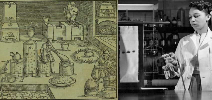 a) Alchimist, b) Laborator