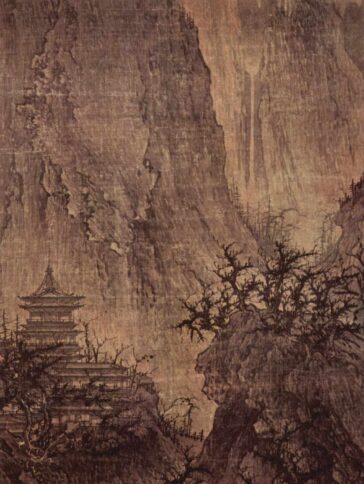 Buddhist temple in the mountains, old copy after Li Cheng