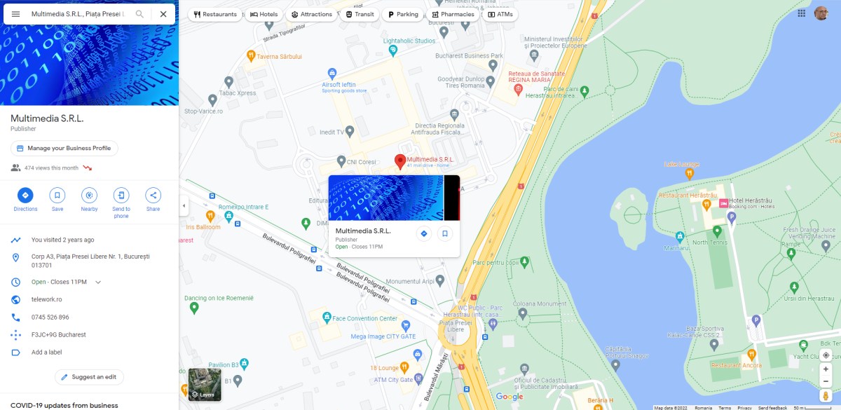 Harta Google care arată detalii pentru MultiMedia SRL