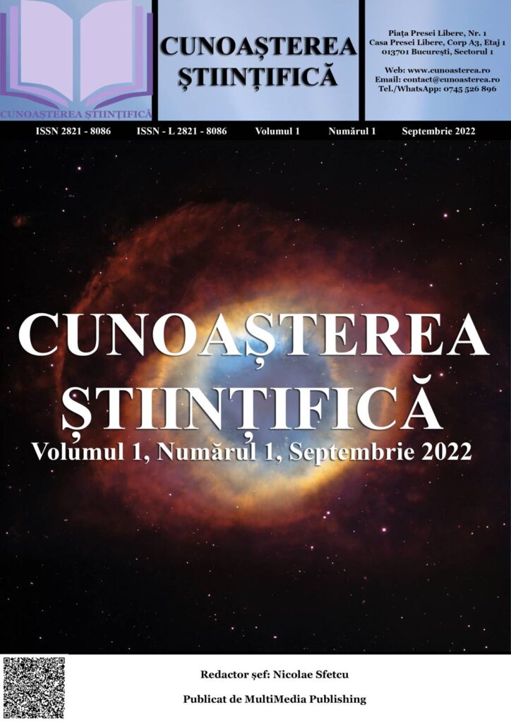 Revista Cunoașterea Științifică, Volumul 1, Nr. 1, Septembrie 2022