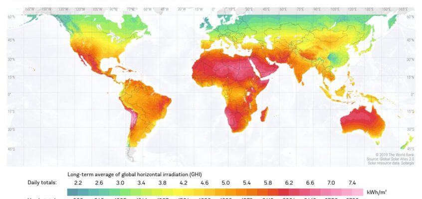 Harta globală a iradierii orizontale..