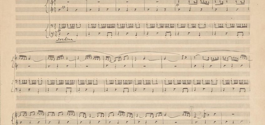 Manuscrisul piesei Boléro a lui Maurice Ravel.