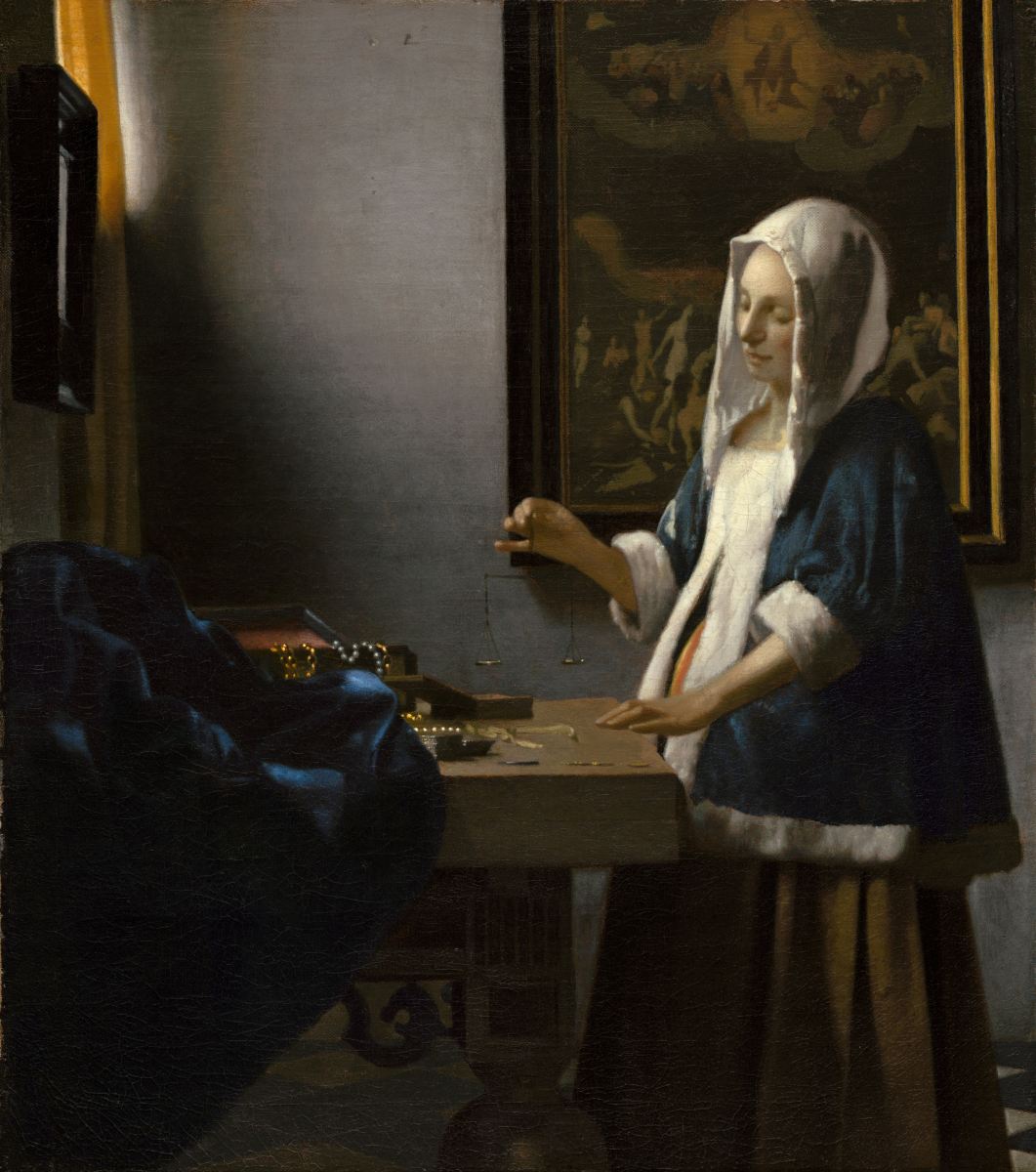 Femeie ținând o balanță. Artist: Johannes Vermeer
