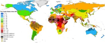 Suprapunerea între fragilitatea statului, căldura extremă și pericolele catastrofale nucleare și biologice.
