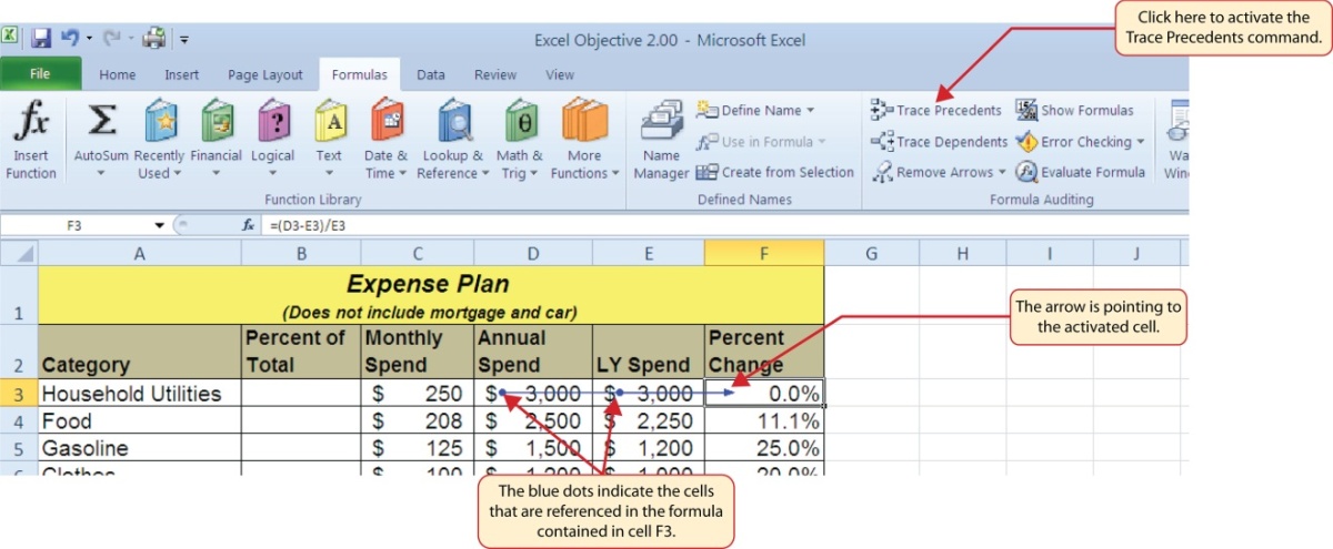 Excel - urmărirea precedenților