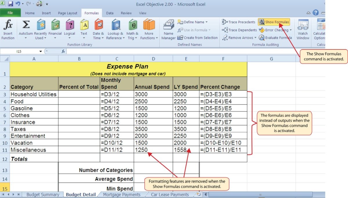 Excel - Comanda Arată formule