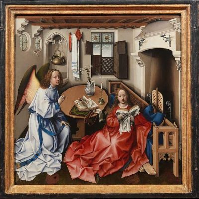 Tripticul Buna Vestire (Altarul lui Merode). Artist: Robert Campin