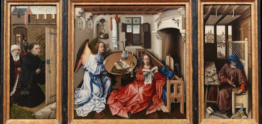 Tripticul Buna Vestire (Altarul lui Merode). Artist: Robert Campin