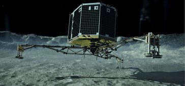 O reprezentare artistică a aterizării lui Philae pe cometa 67P/Ciuriumov/Gherasimenko