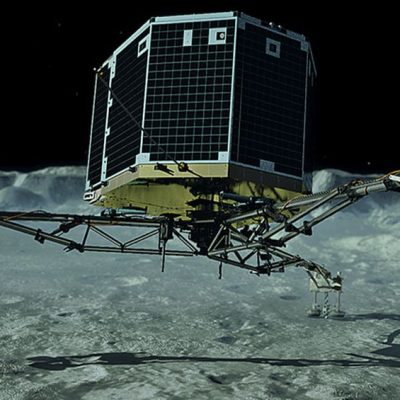 O reprezentare artistică a aterizării lui Philae pe cometa 67P/Ciuriumov/Gherasimenko