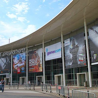 The north entrance to Gamescom 2012 at the Koelnmesse