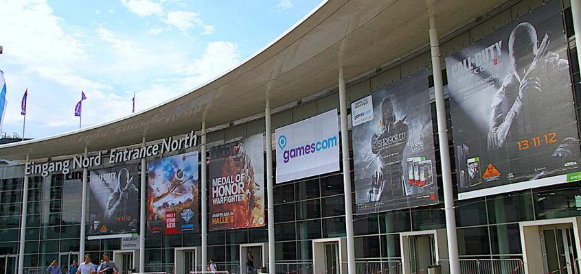 The north entrance to Gamescom 2012 at the Koelnmesse