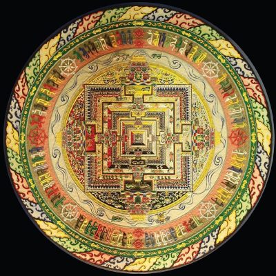 Roata timpului Mandala cu nisip Kalachakra. Artist: Losang Samten