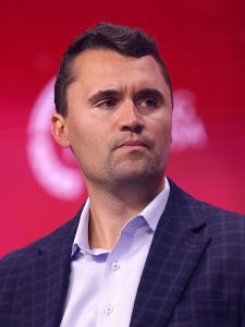 Charlie Kirk speaking with attendees at the 2025 Student Action Summit at the Tampa Convention Center in Tampa, Florida