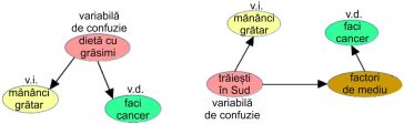 Alte ipoteze privind cauzalitatea, fiecare rezultând în aceleași asocieri în date, dar implicând factori de confuzie.
