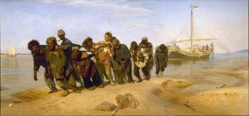 Transportatoare de barje pe Volga. Artist: Ilya Repin